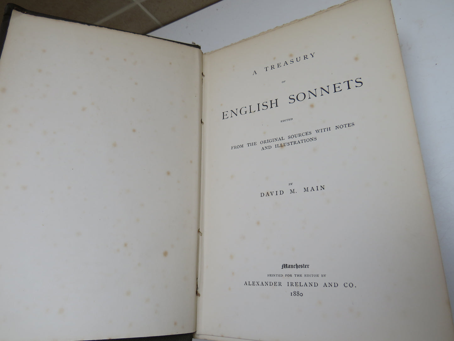 A Treasury Of English Sonnets By David M. Main 1880