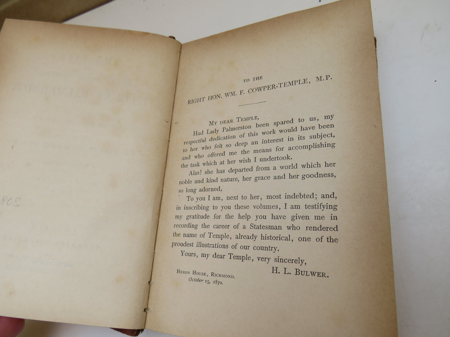 The Life Of Henry John Temple Viscount Palmerston By Sir Henry Lytton Bulwer 1871