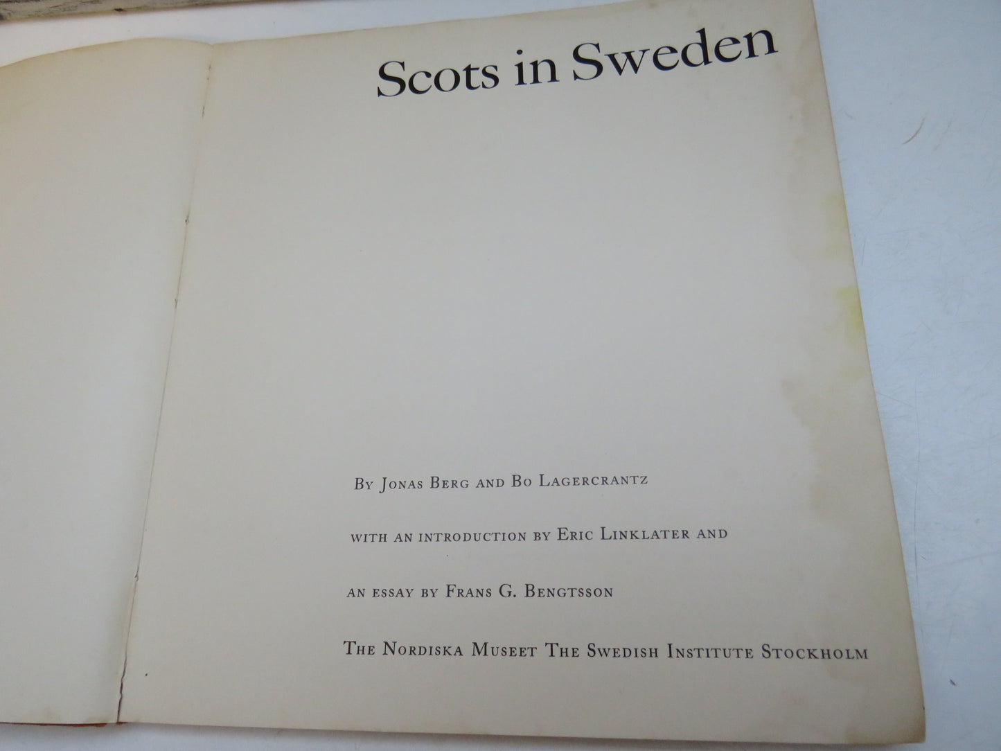 Scots in Sweden by Jonas Berg and Bo Lagercrantz (History Book, 1962)