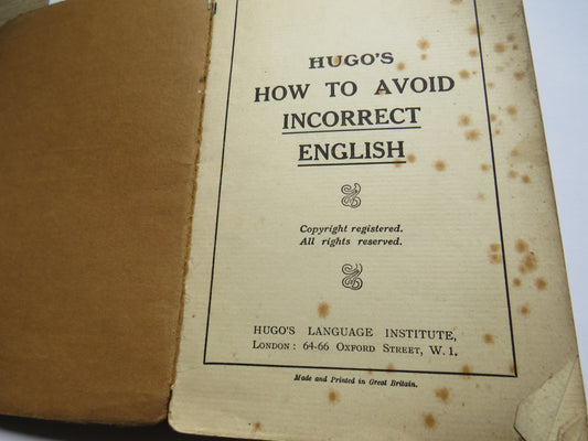 Hugo's How To Avoid Incorrect English