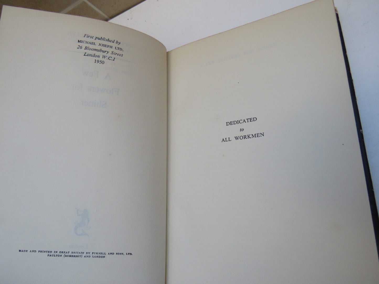 A Few Flowers For Shiner By Richard Llewellyn 1950 1st Edition