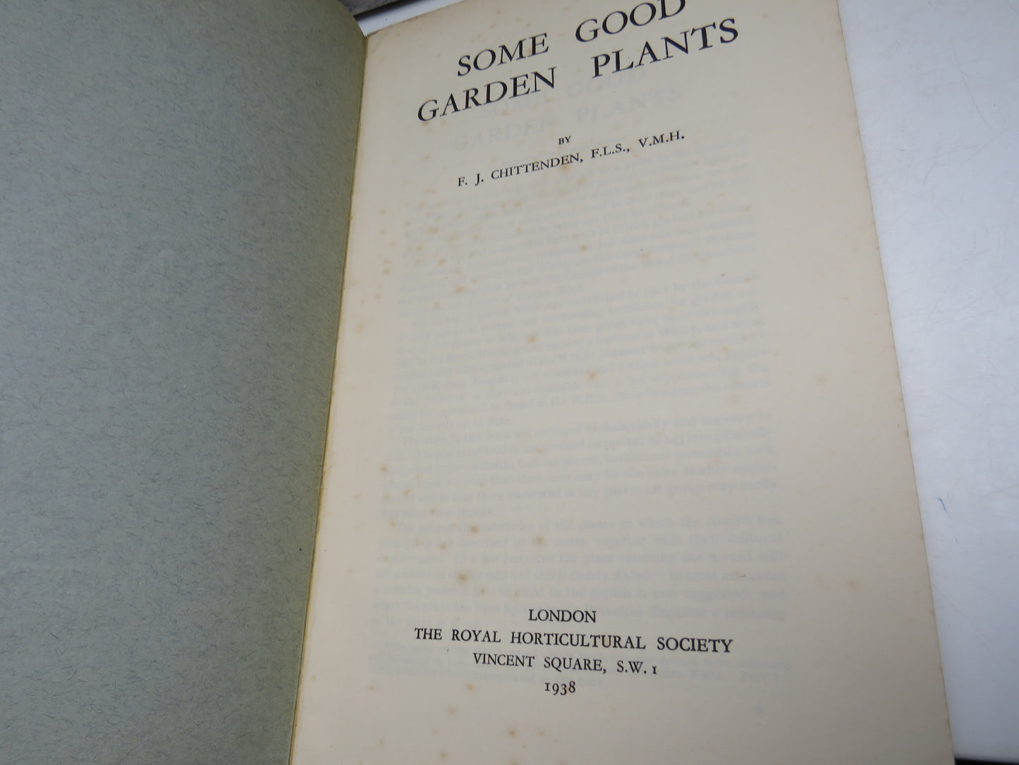 Some Good Garden Plants by F. J. Chittenden, 1938, Vintage Gardening Book