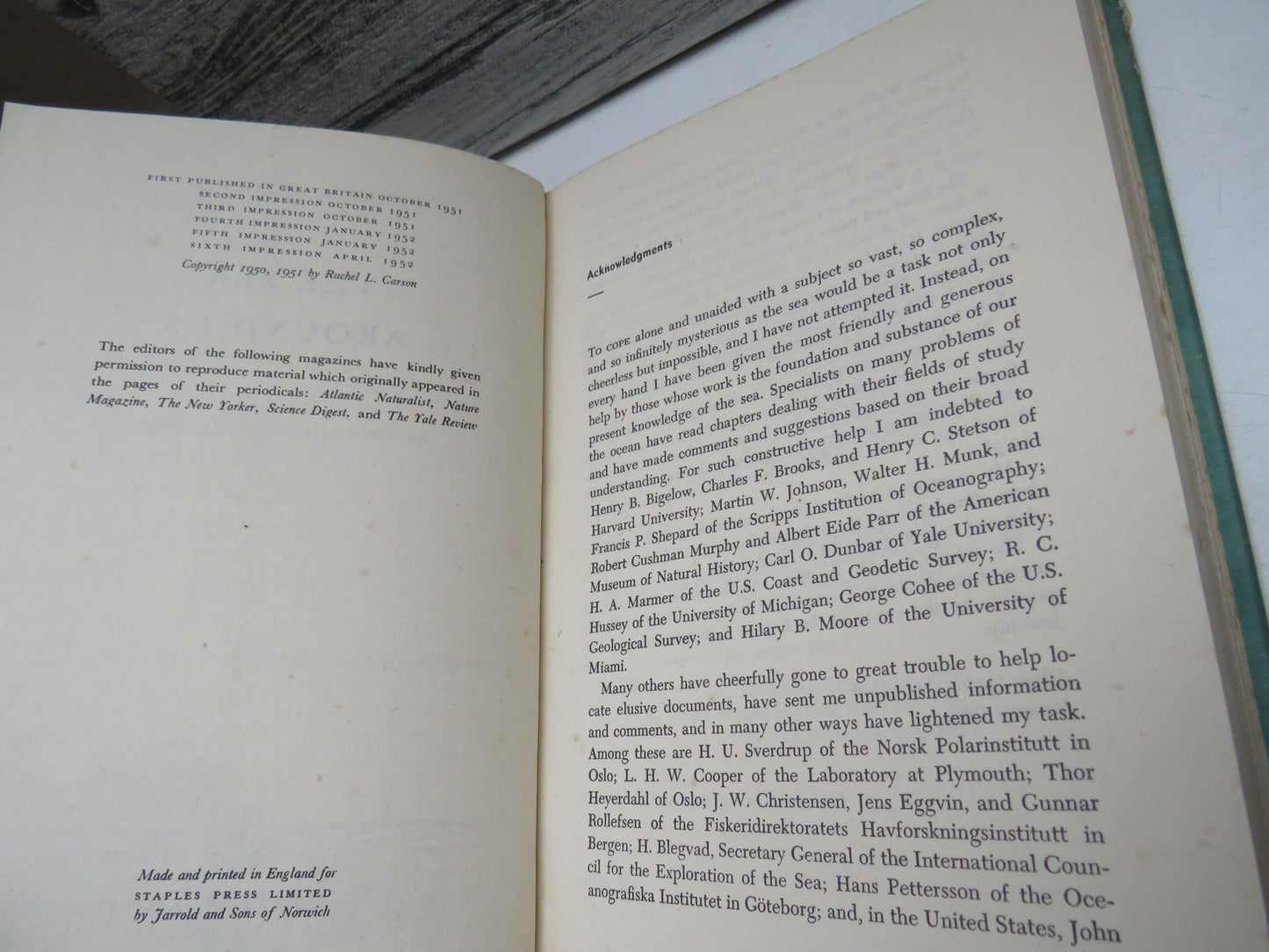 The Sea Around Us by Rachel L. Carson, 1952