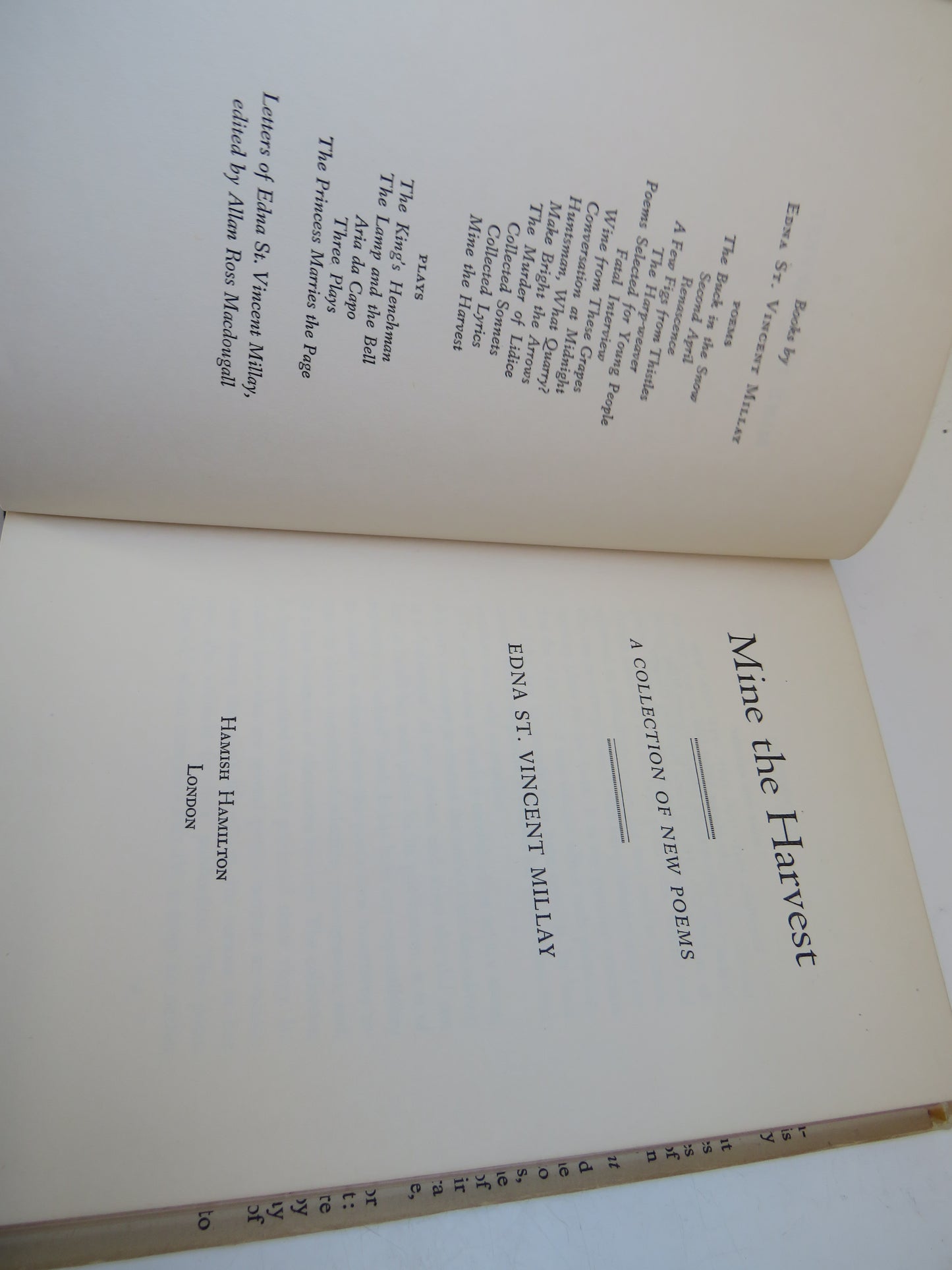 Mine The Harvest A Collection of New Poems By Edna St. Vincent Millay 1954