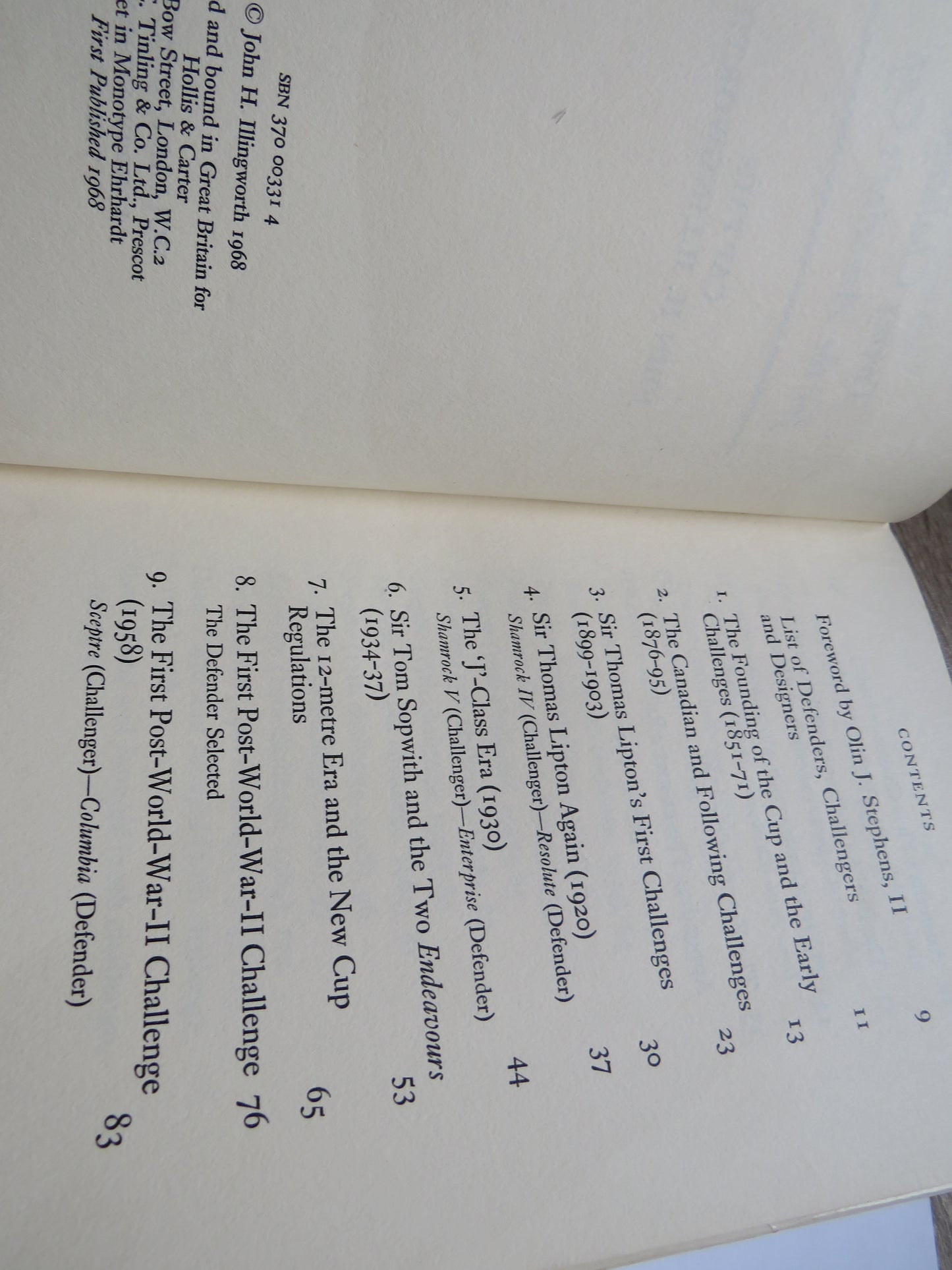 Twenty Challenges For The America's Cup By Captain John H. Illingworth 1968 1st Edition