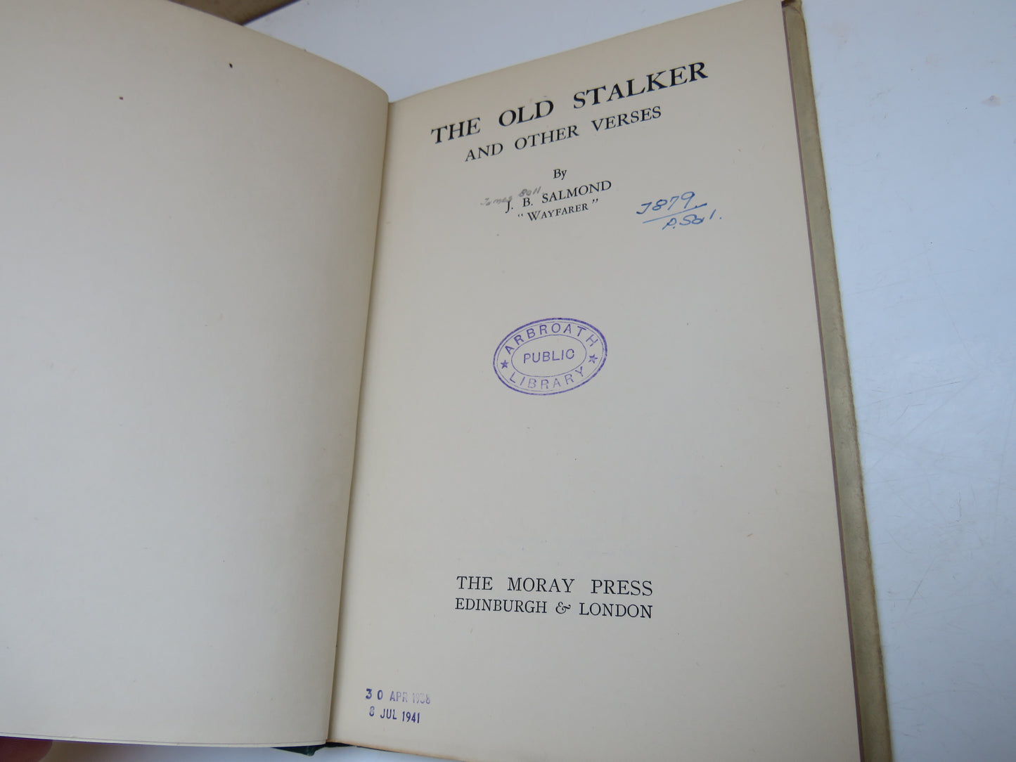 The Old Stalker and Other Verses By J.B. Salmond 1936 1st Edition