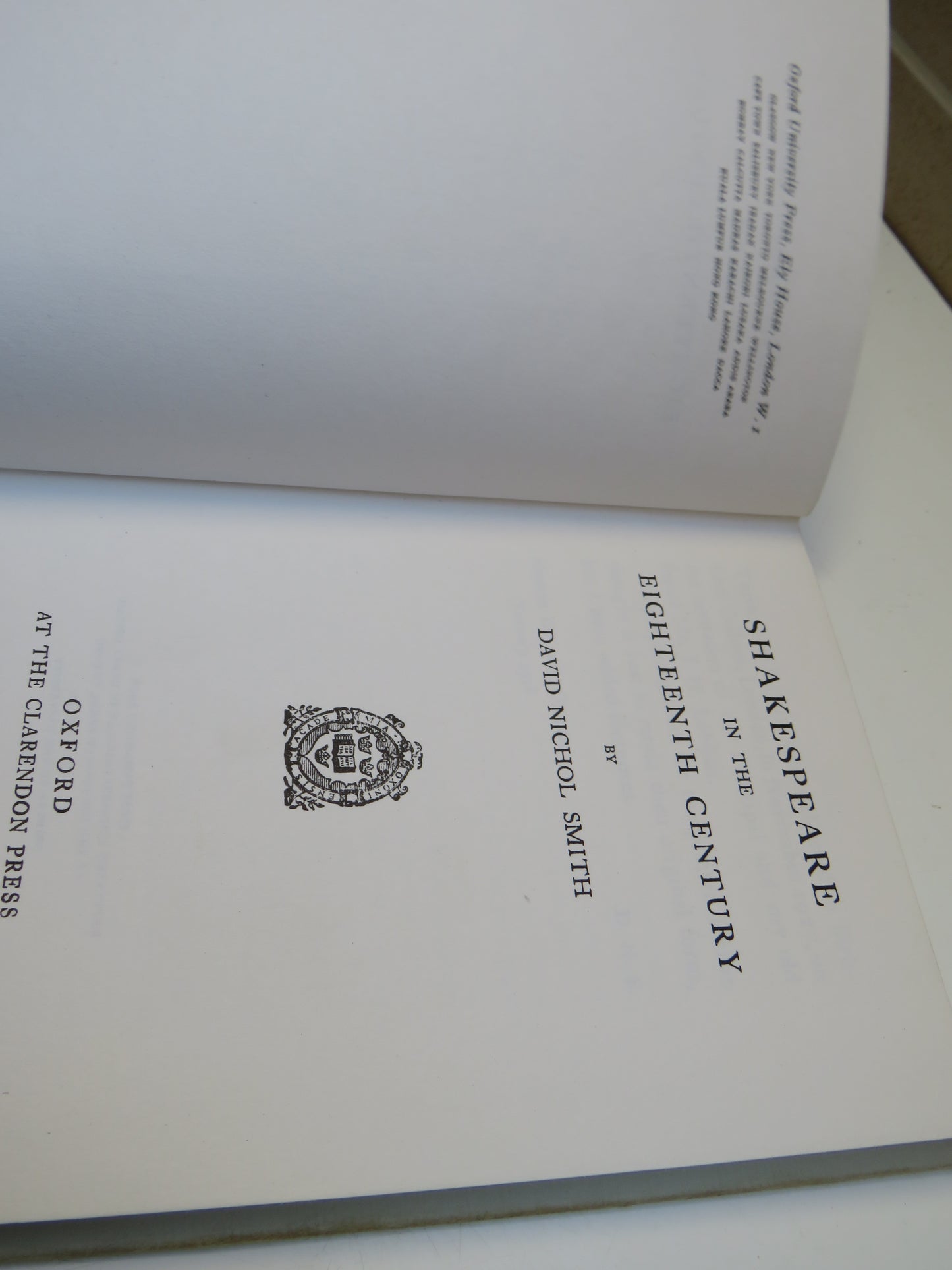 Shakespeare In The Eighteenth Century By David Nichol Smith 1967