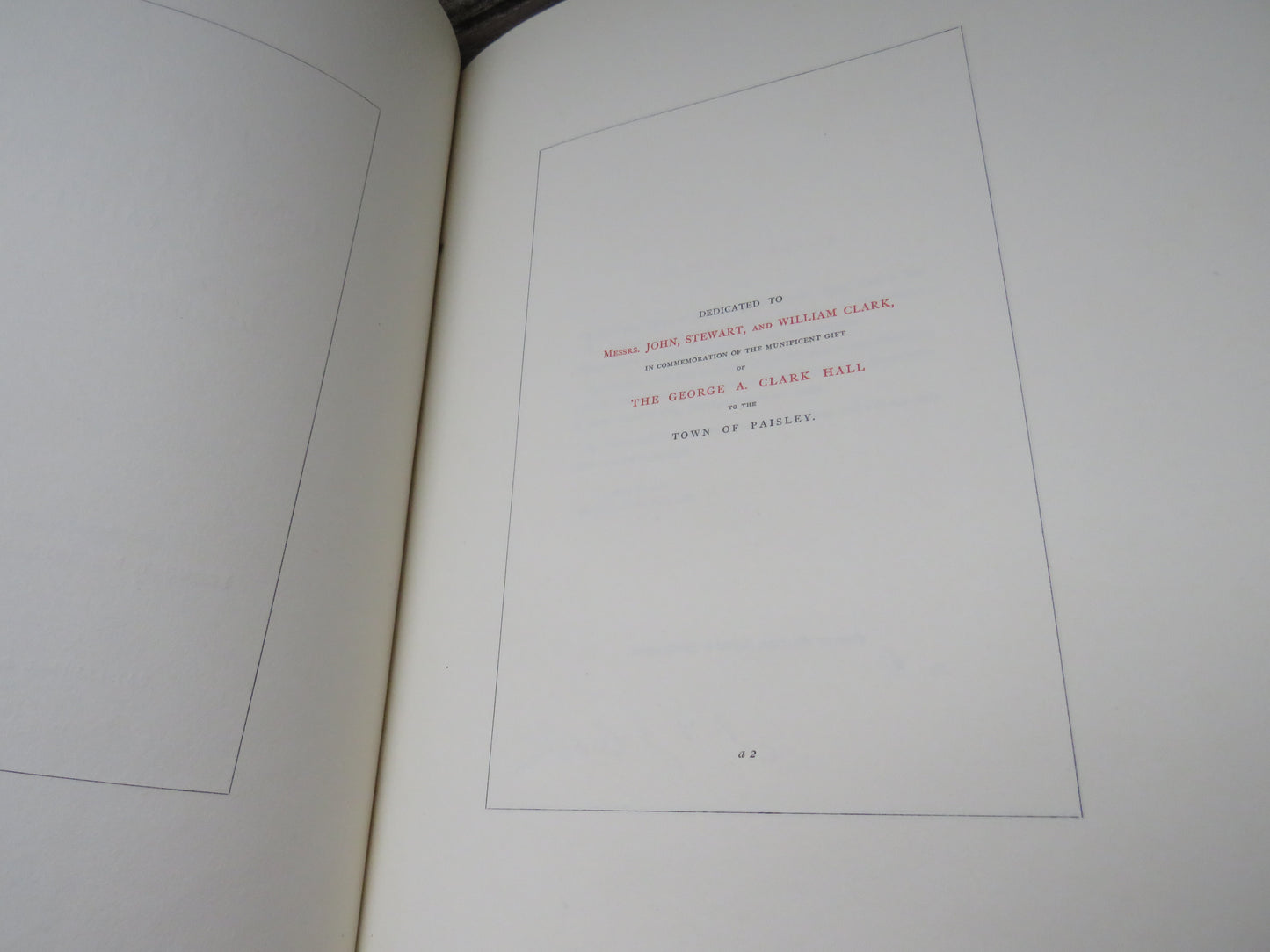 The Inauguration of the George A. Clark Town Hall, Paisley, with Phototype and Woodburytype Illustrations and Portraits, 1882, No. 6 Family Edition, Rare Book