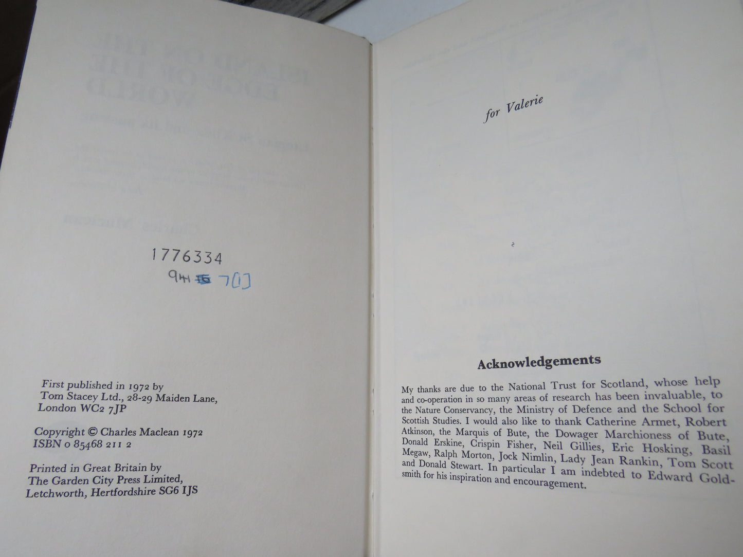Island on the Edge of the World , Utopian St Kilda and its Passing by Charles Maclean, 1972