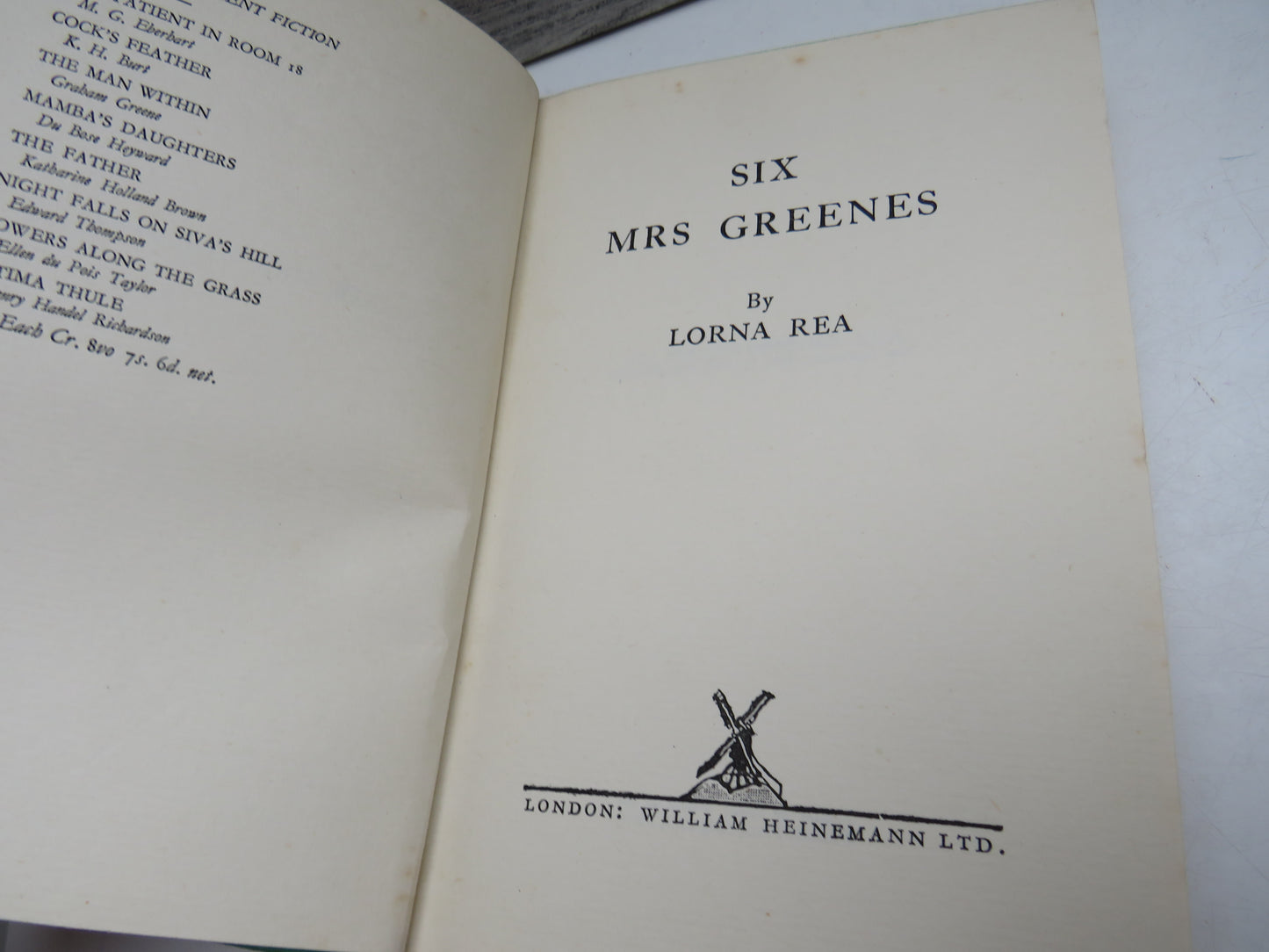 Six Mrs Greenes by Lorna Rea (Fiction Book, 1929)