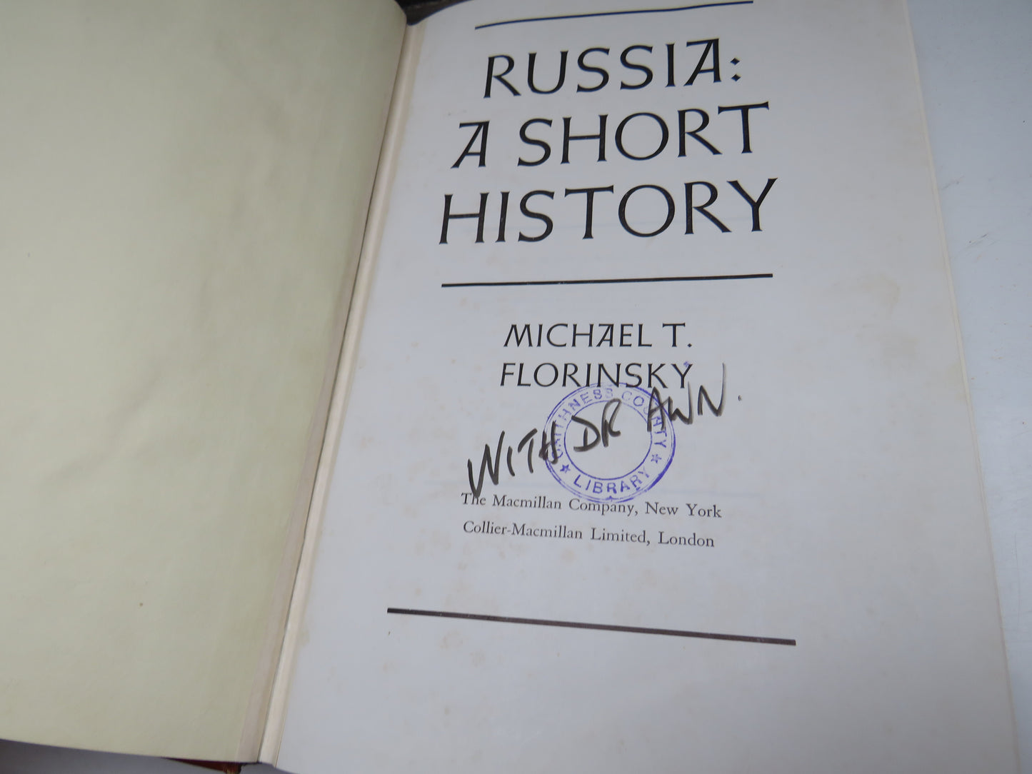 Russia: A Short History by Michael T. Florinsky, 1964