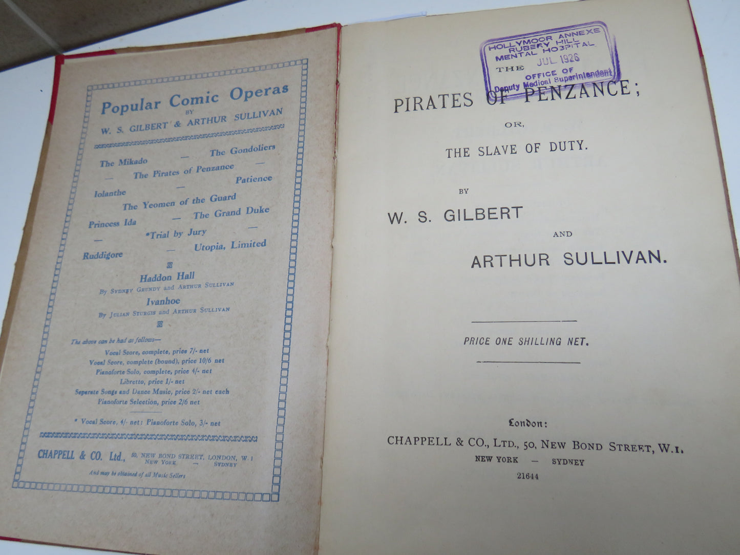 The Pirates of Penzance or The Slave of Duty by W. S. Gilbert and Arthur Sullivan