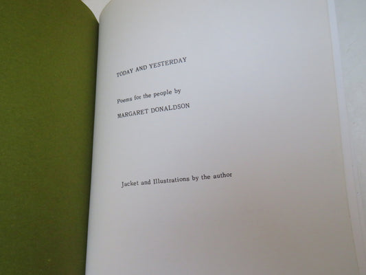 Today and Yesterday, Poems for the People, by Margaret Donaldson, 1977