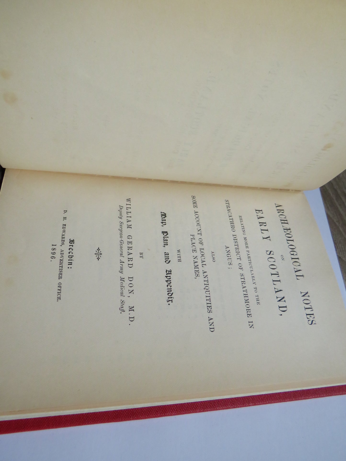 Archaeological Notes On Early Scotland Stracathro District of Strathmore In Angus By William Gerard Don 1896