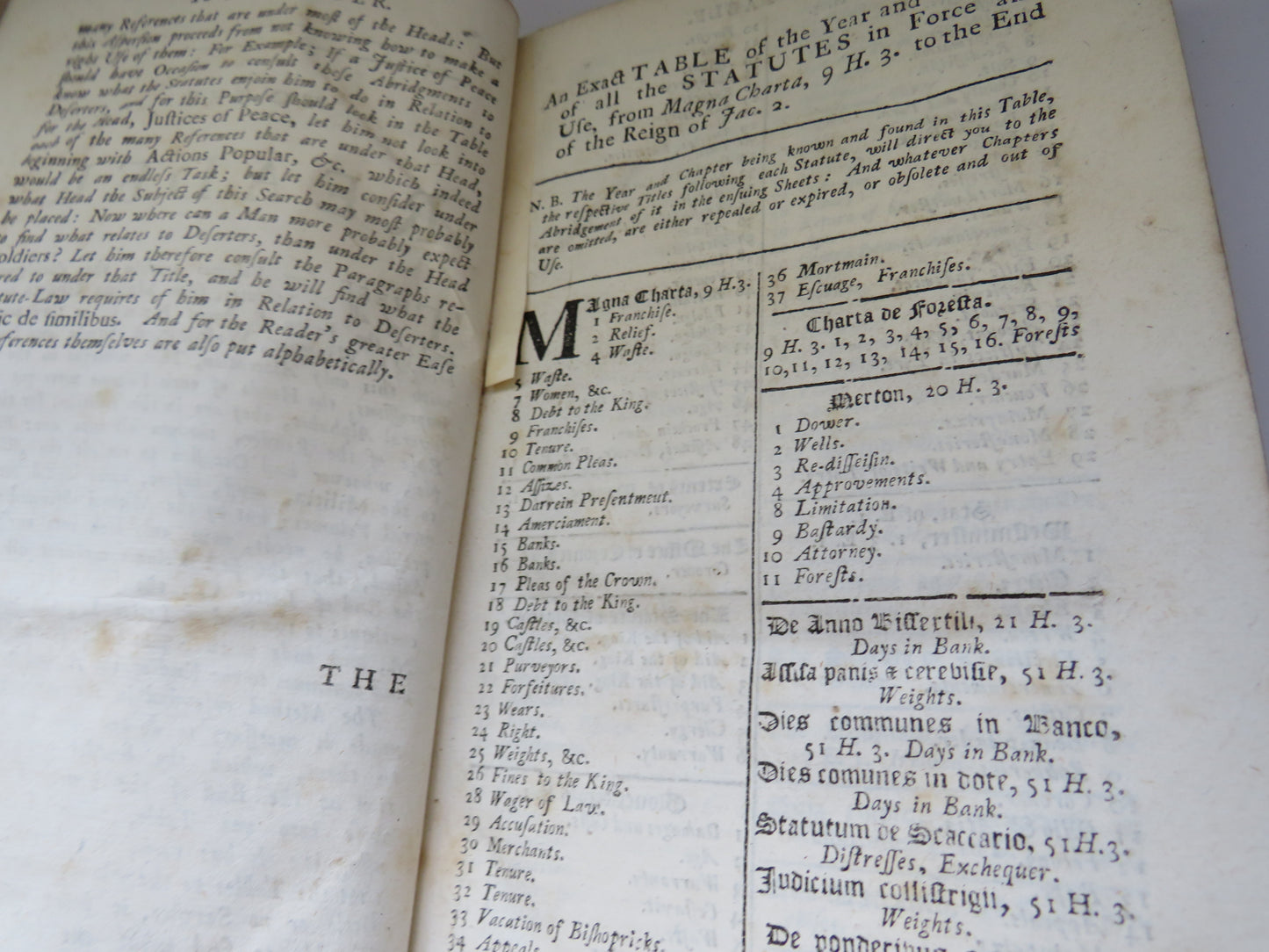 An Extract Abridgment Of All The Statues In Force and Use From Magna Charta Vol I , 1725
