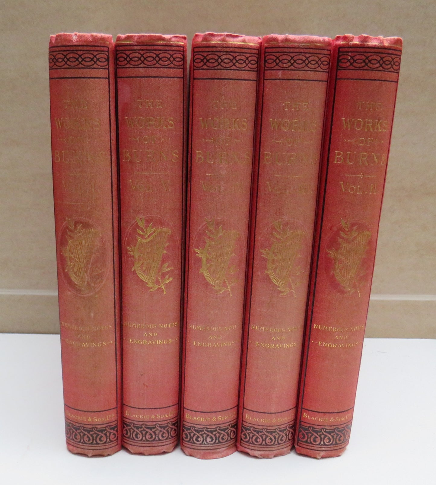 The Works of Robert Burns with a Series of Authentic Pictorial Illustration, Five Volume Set, Edited by Charles Annandale