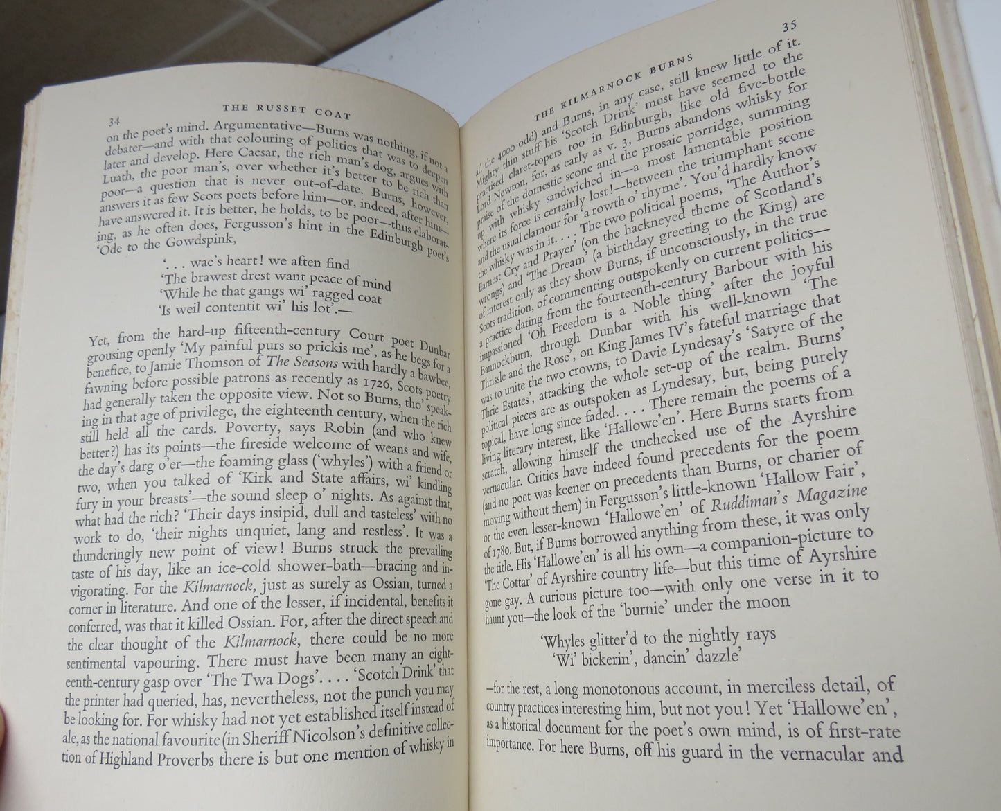 The Russet Coat A Critical Study of Burns' Poetry And of Its Background By Christina Keith 1956 1st Edition