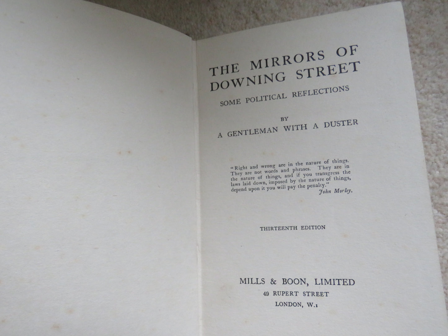 The Mirrors of Downing Street Some Political Reflections By A Gentleman With A Duster 1920 1st Edition
