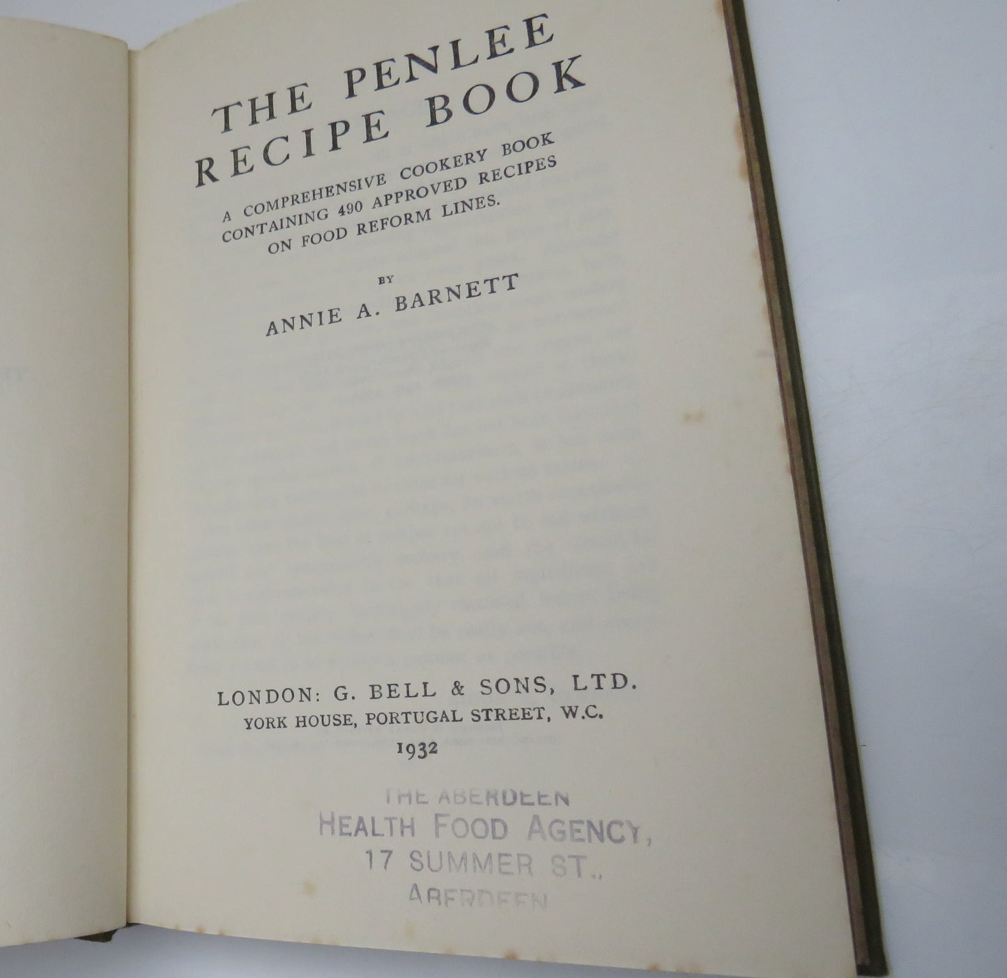 The Penlee Recipe Book By Annie A. Barnett 1932