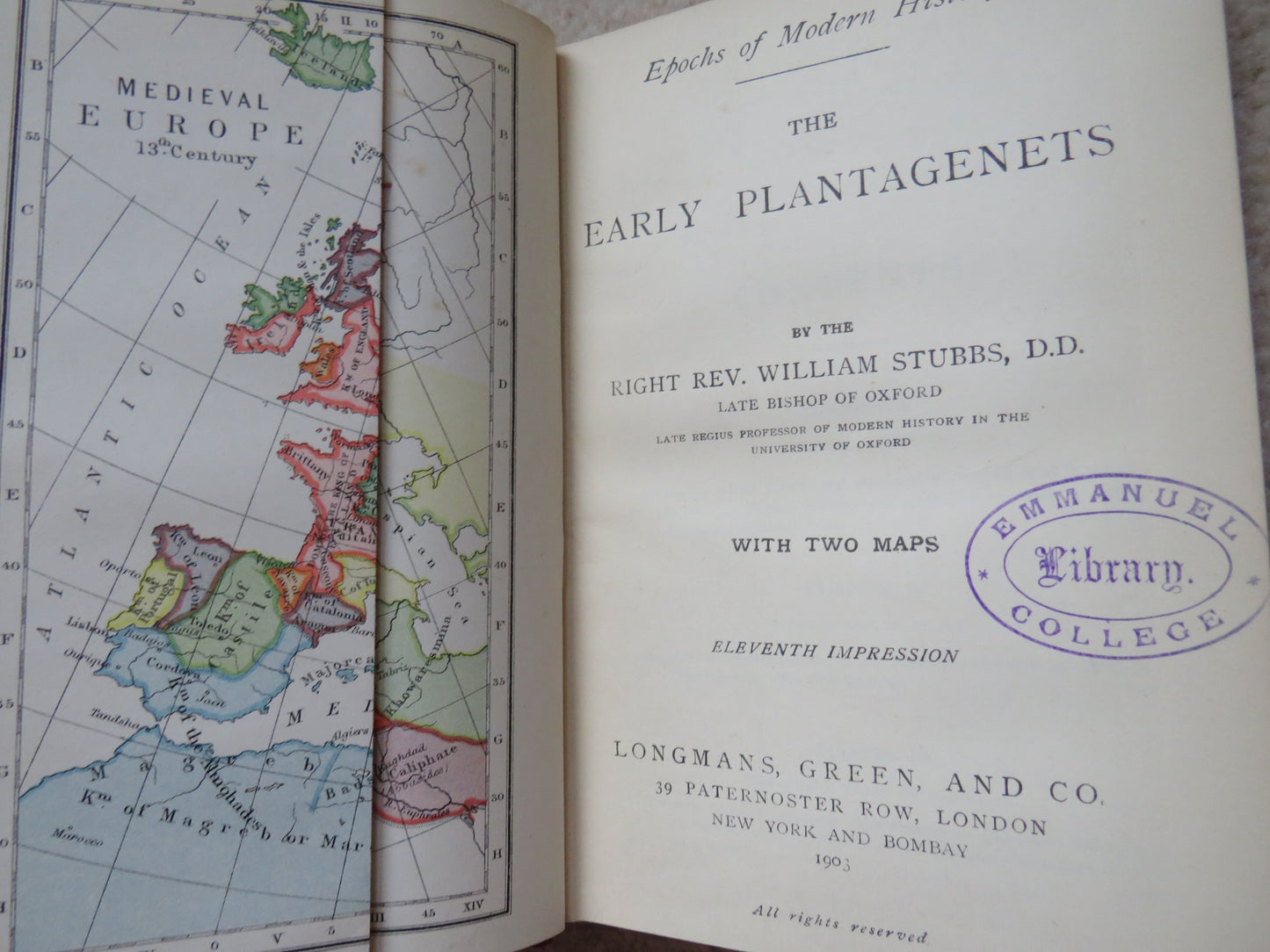 The Early Plantagenets By The Right Rev. William Stubbs 1903 Epochs of Modern History