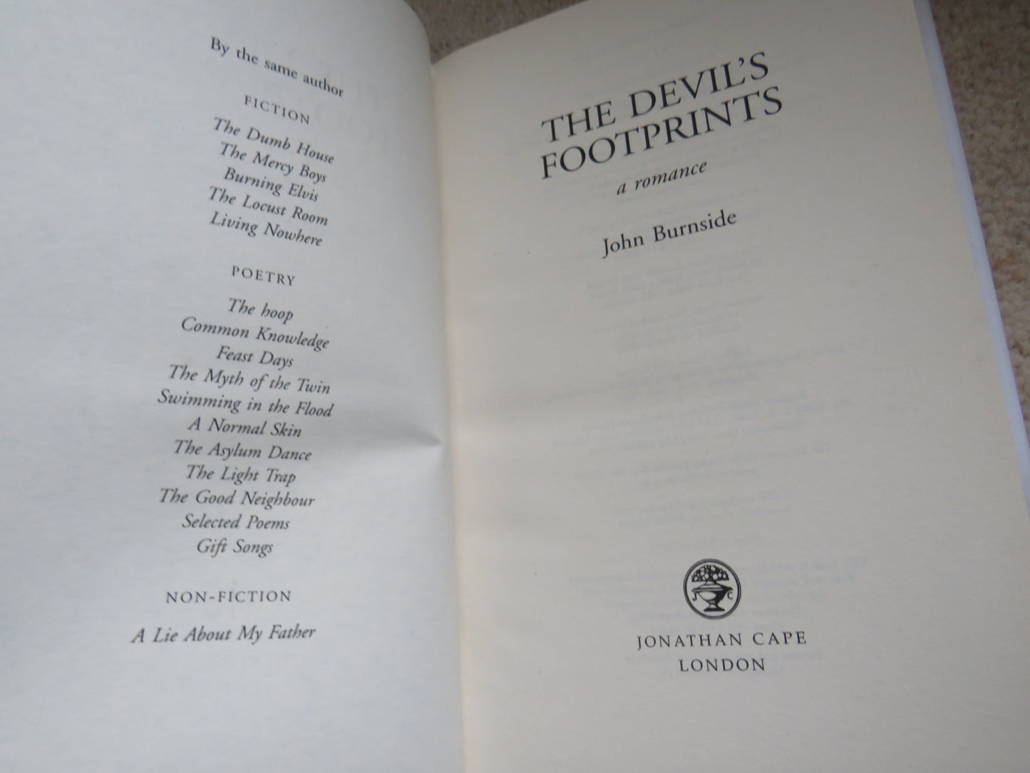 The Devil's Footprints A Romance By John Burnside 2007