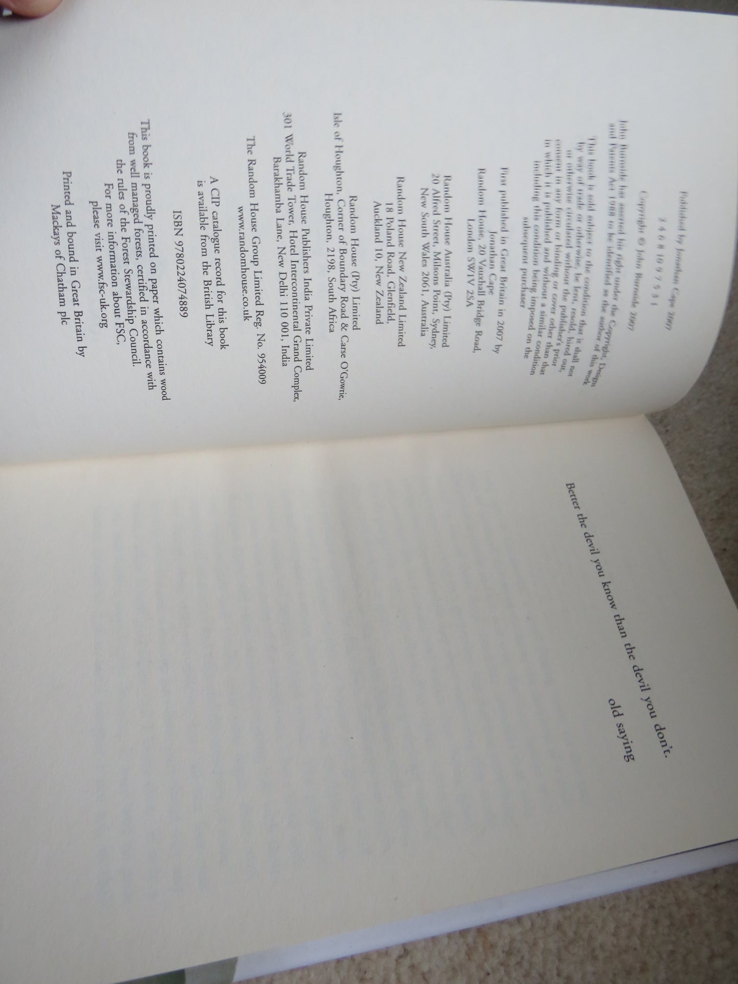 The Devil's Footprints A Romance By John Burnside 2007