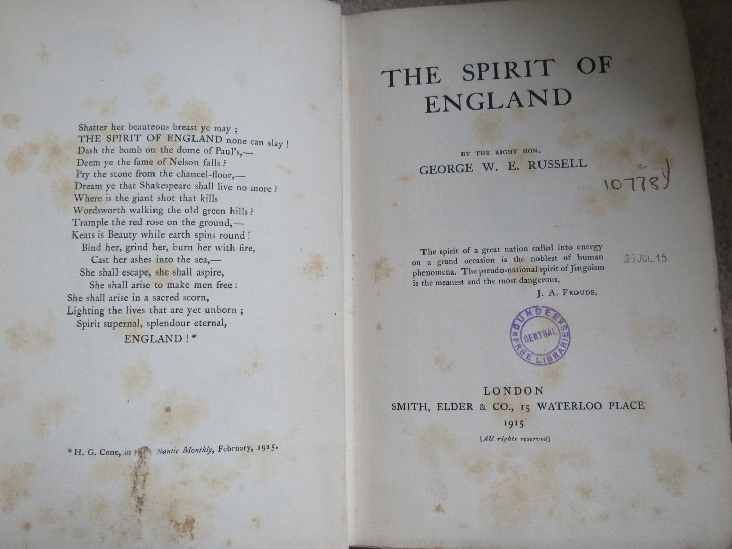 The Spirit of England By The Right Hon, George W. E. Russell 1915