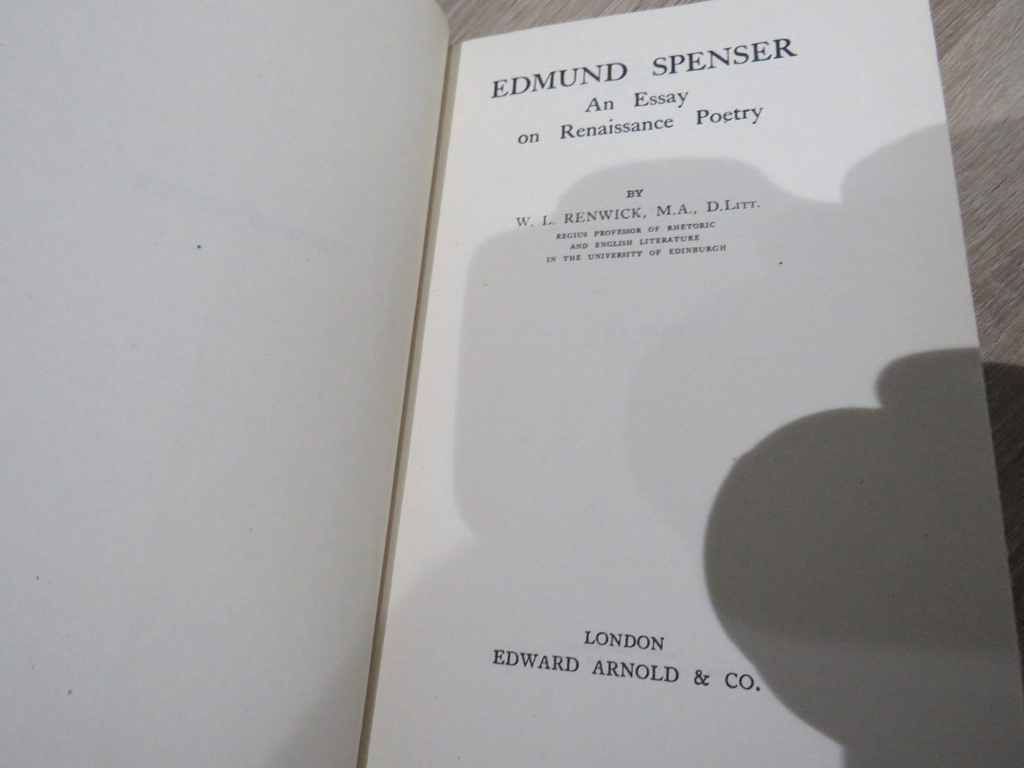 Edmund Spenser, An Essay on Renaissance Poetry by W. I. Renwick, 1949