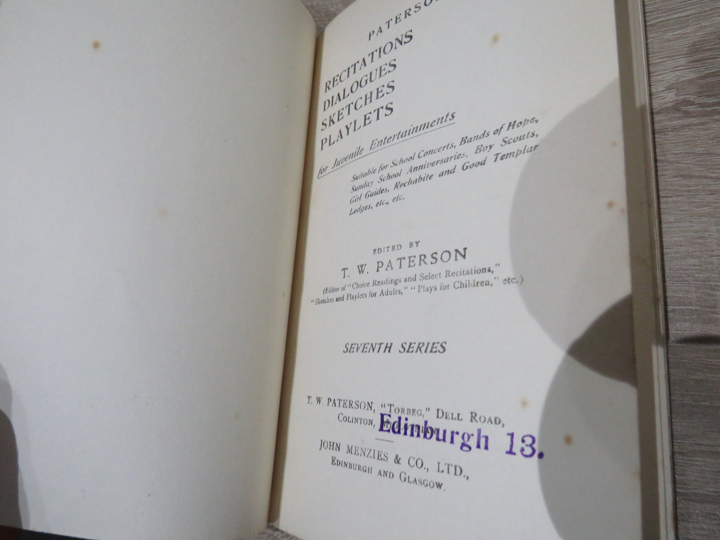 Paterson's Recitations, Dialogues, Playlets for Juvenile Entertainments, 1909