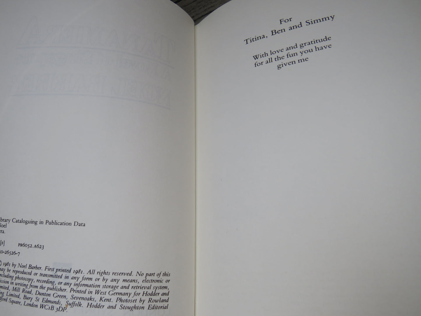 Tanamera A Novel of Singapore By Noel Barber 1981