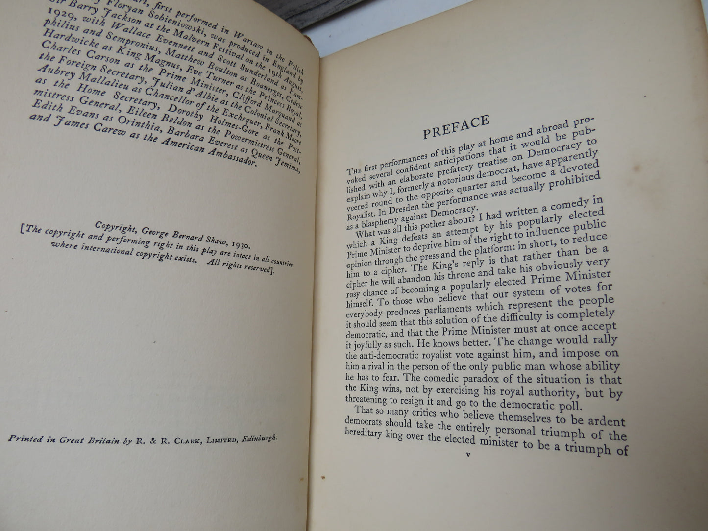 The Apple Cart: A Political Extravaganza By Bernard Shaw 1930