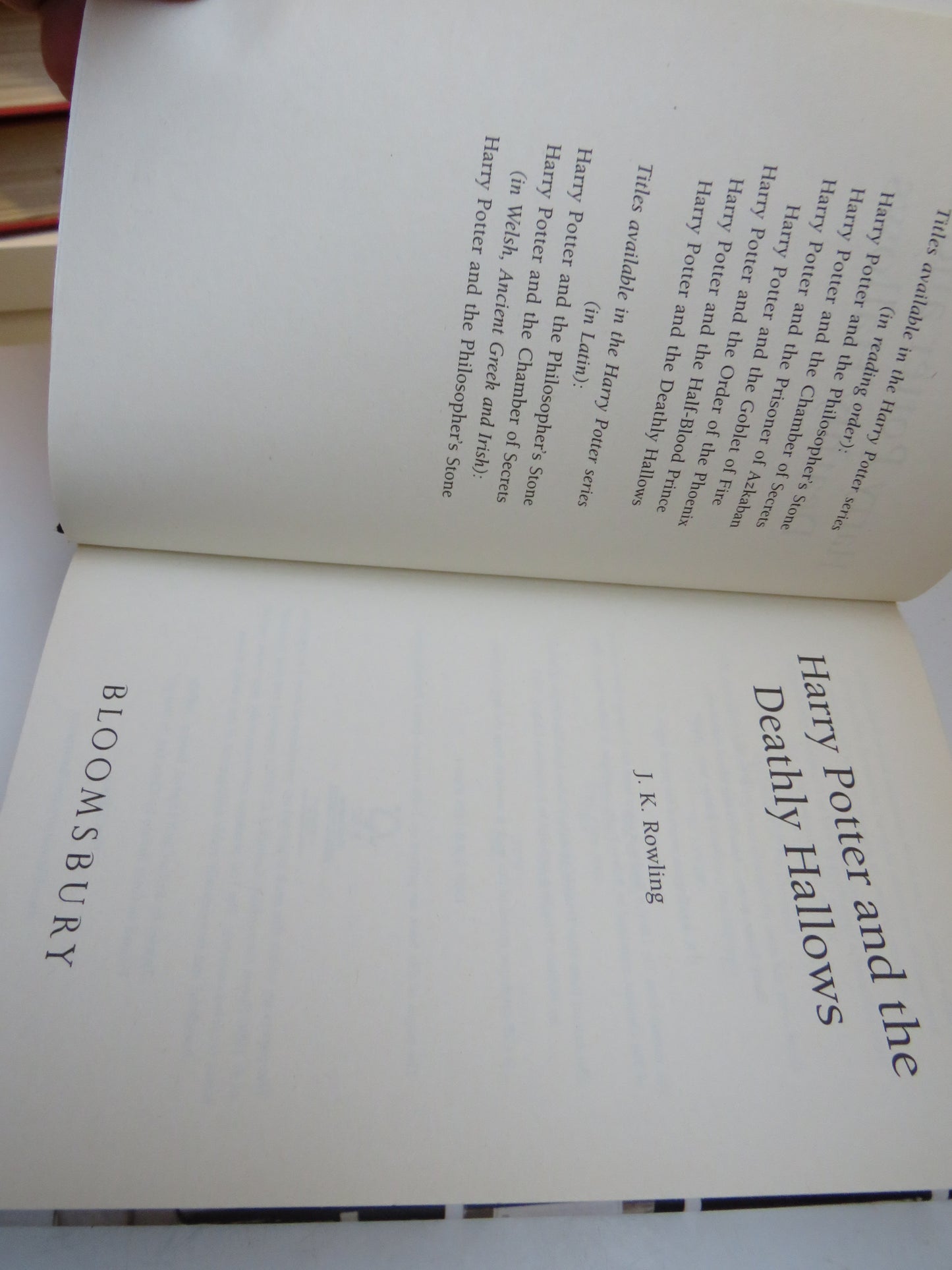 Harry Potter and The Deathly Hallows By J.K. Rowling 2007