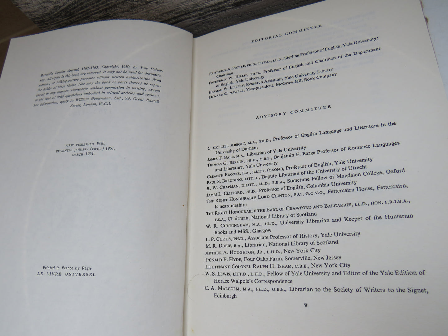 Boswell's London Journal 1762-1763 --- 1951