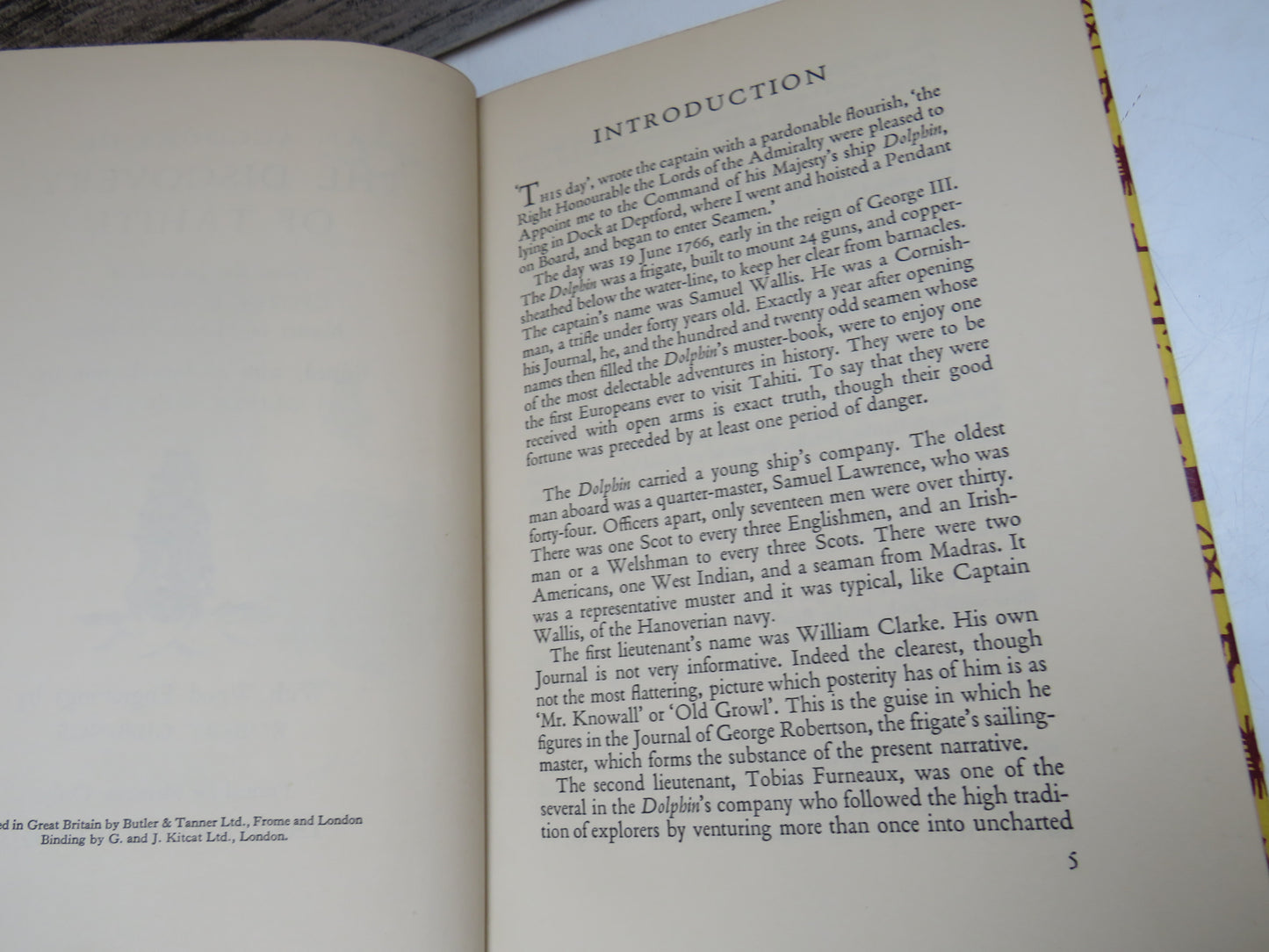 An Account of The Discovery of Tahiti From The Journal of George Robertson Master of H.M.S Dolphin Edited With An Introduction By Oliver Warner 1955
