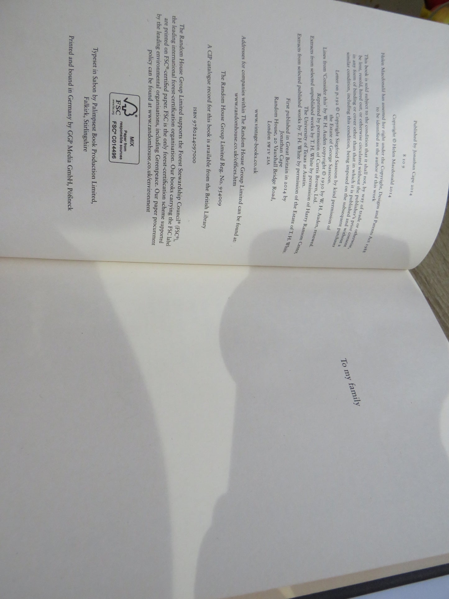 H Is For Hawk By Helen MacDonald 2014