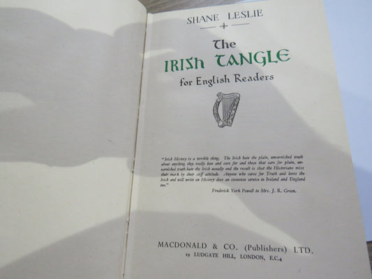 The Irish Tangle For English Readers By Shane Leslie