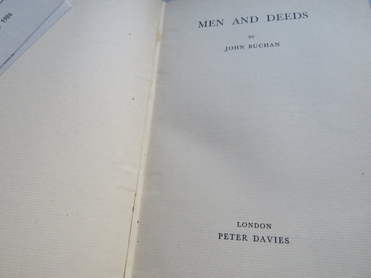 Men and Deeds By John Buchan 1935
