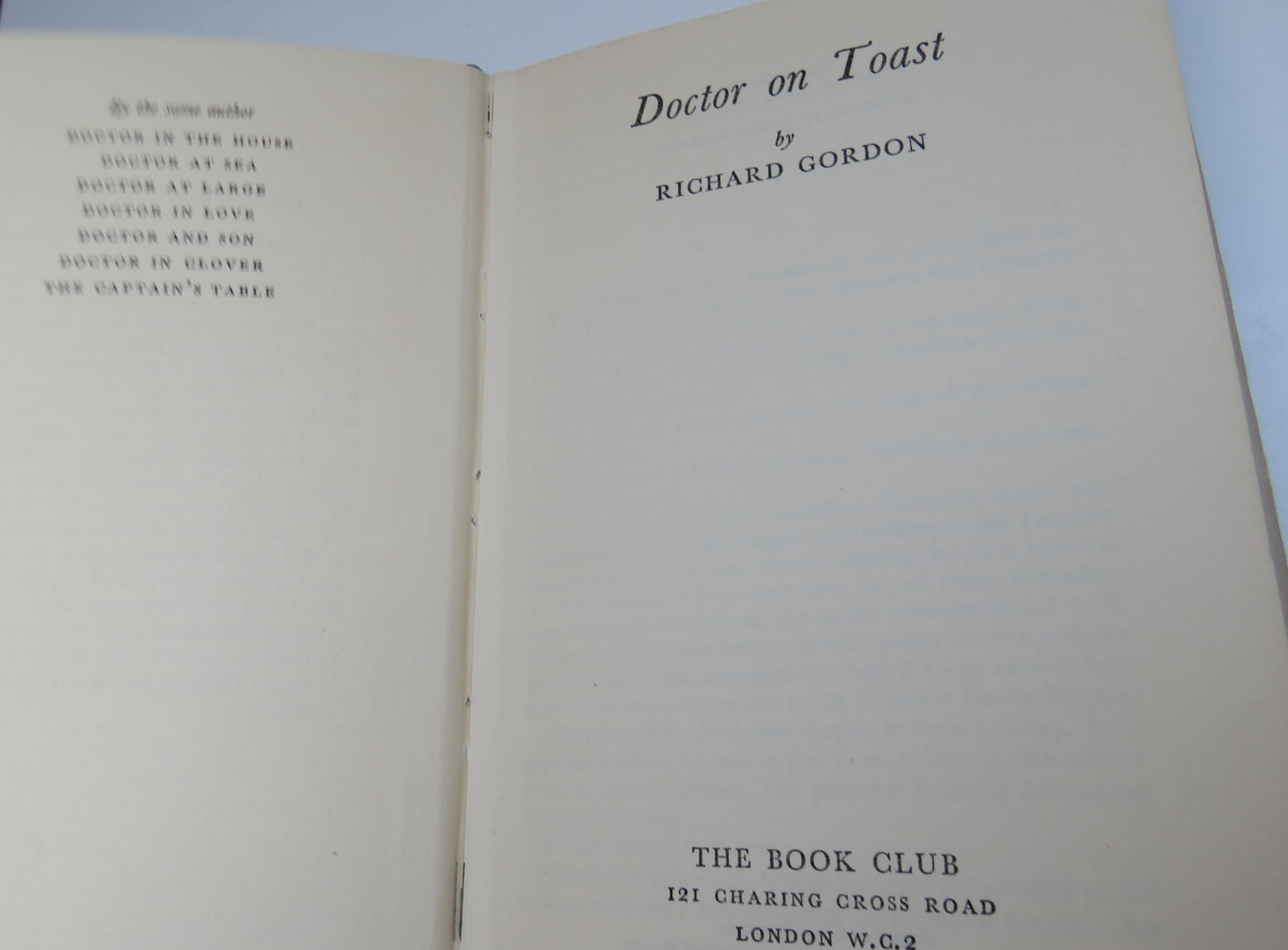 Doctor On Toast By Richard Gordon 1962