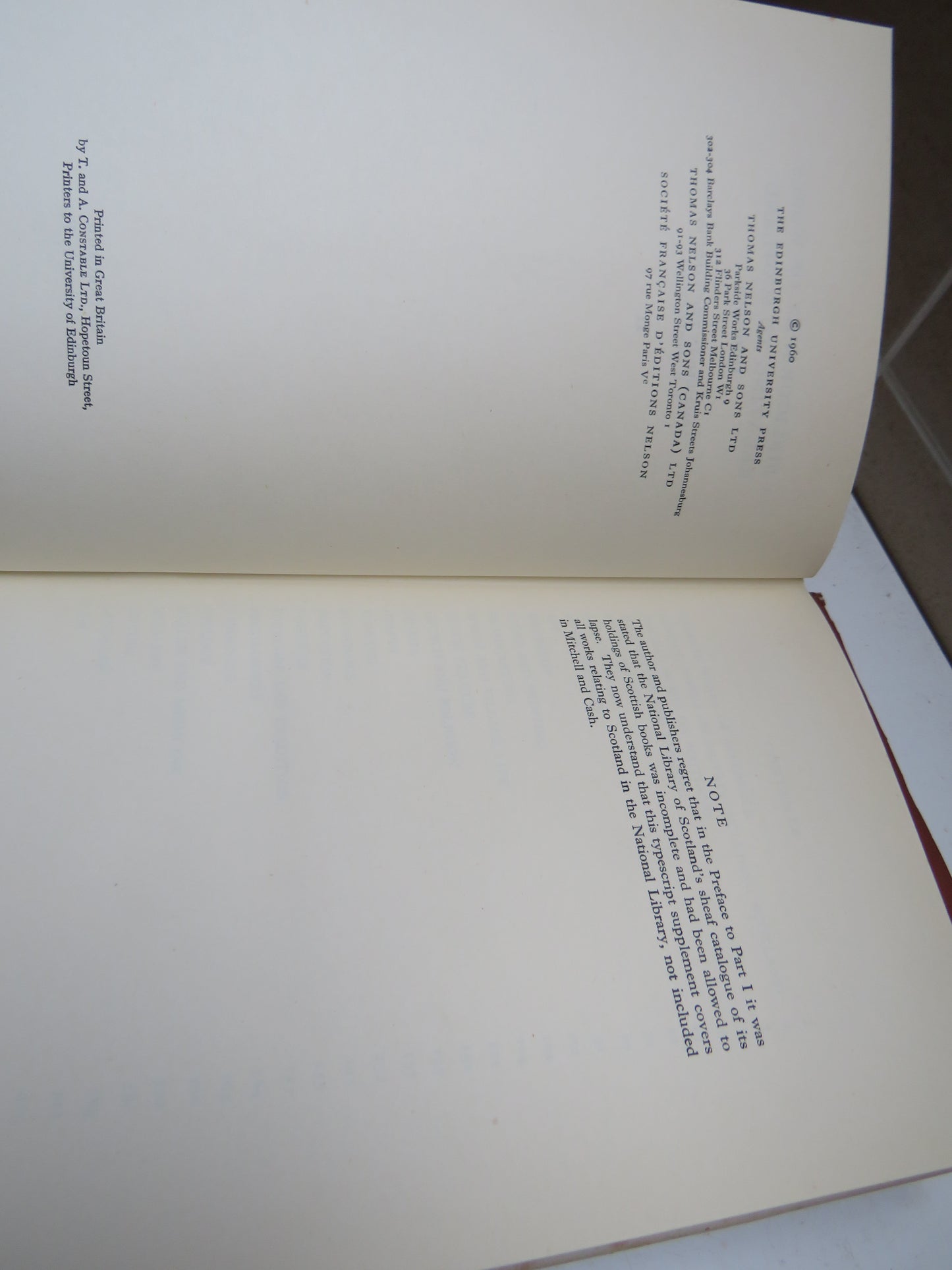 Bibliography Of Works Relating To Scotland 1916-1950 By P.D. Hancock 1959