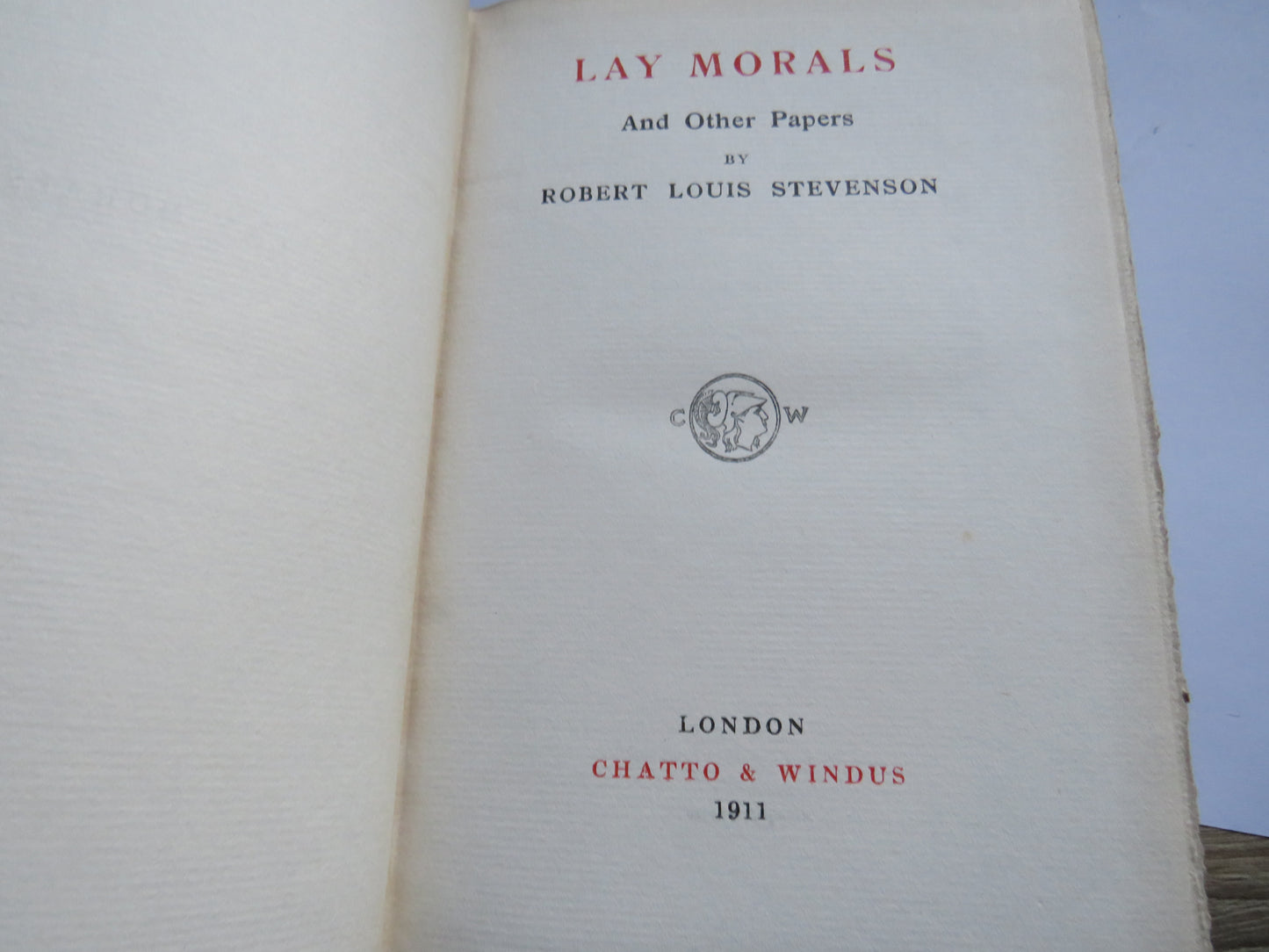 Lay Morals and Other Papers By Robert Louis Stevenson 1911
