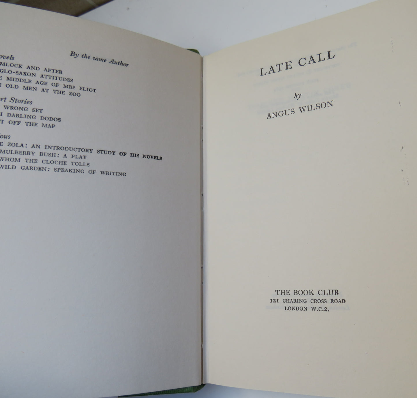 Late Call By Angus Wilson 1964