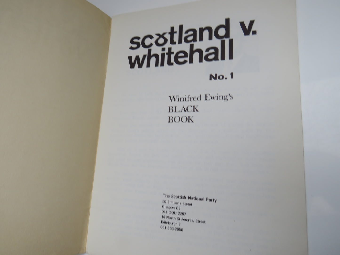 Scotland V Whitehall No 1 Winifred Ewing's Black Book