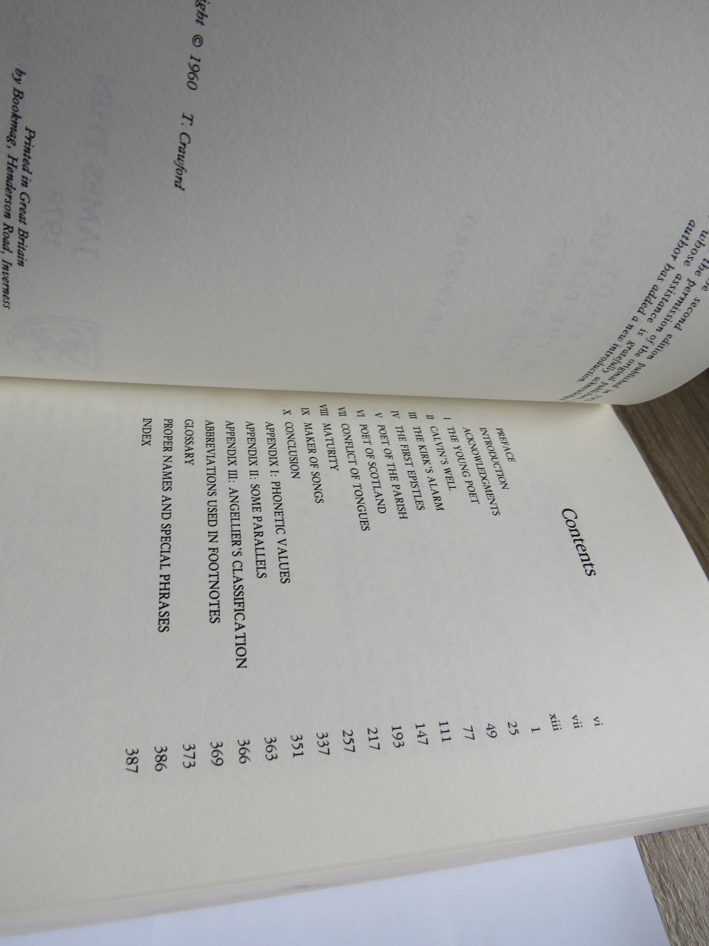 Burns A Study of the Poems and Songs By T. Crawford 1978