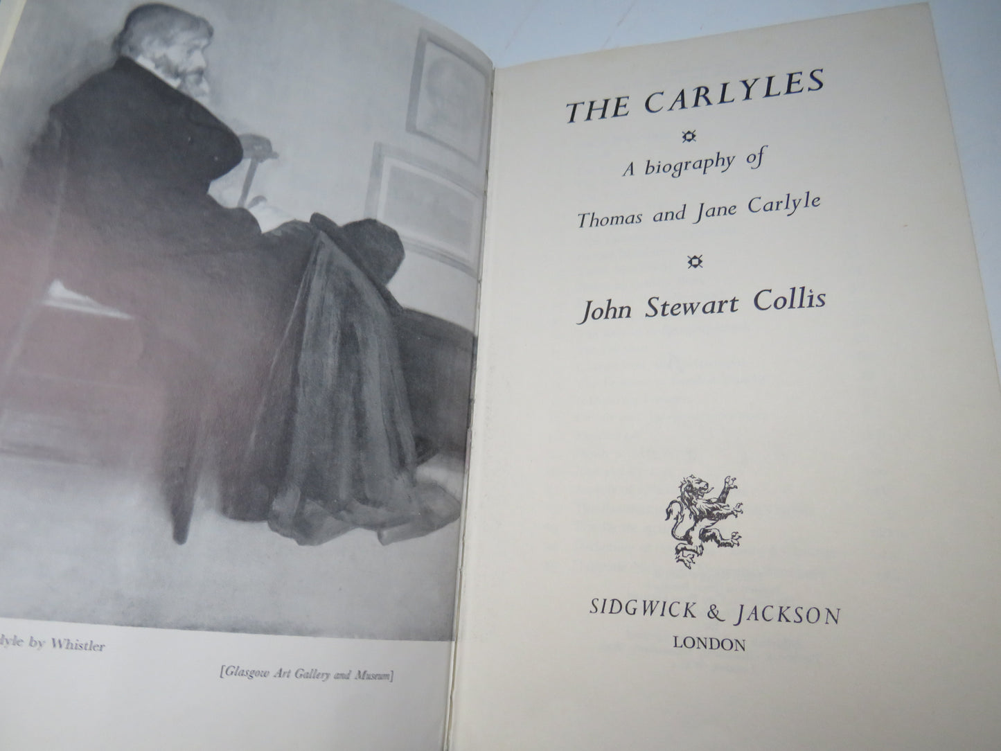 Vintage Book of 'the carlyles a biography of thomas and jane carlyle by john stewart collis 1971'