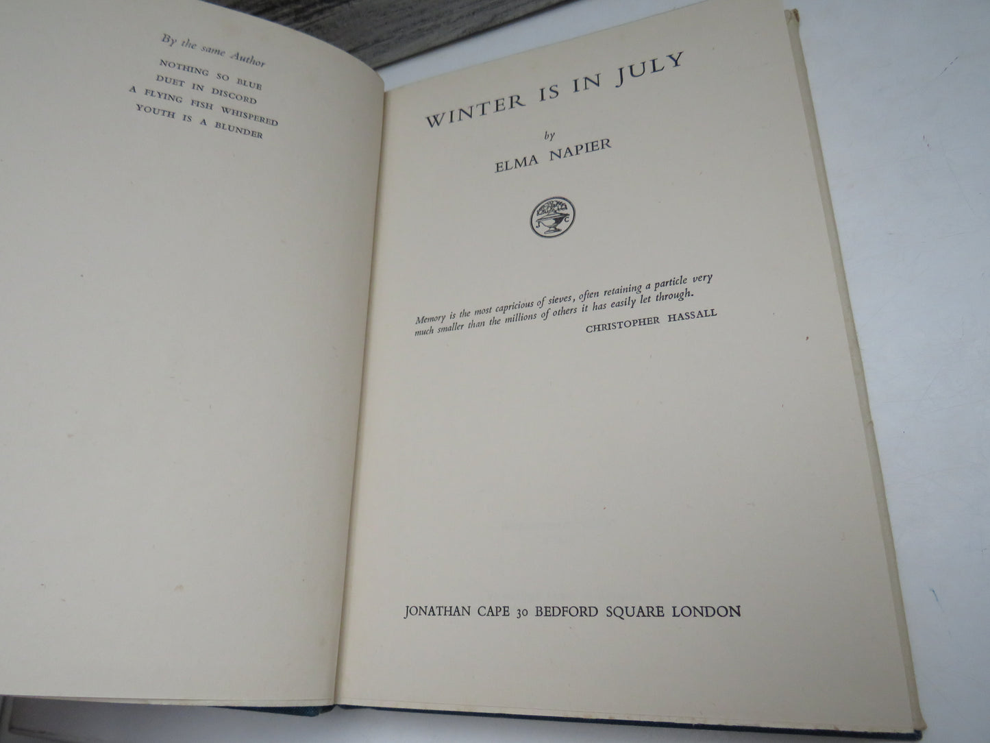 Winter Is In July By Elma Napier 1949 1st Edition