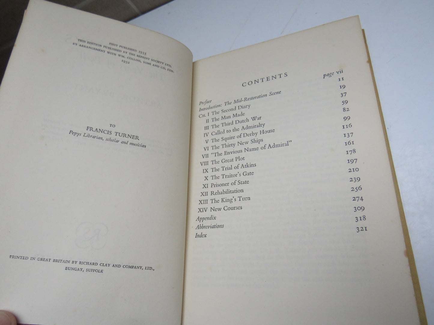 Samuel Pepys, The Years of Peril by Arthur Bryant, 1952
