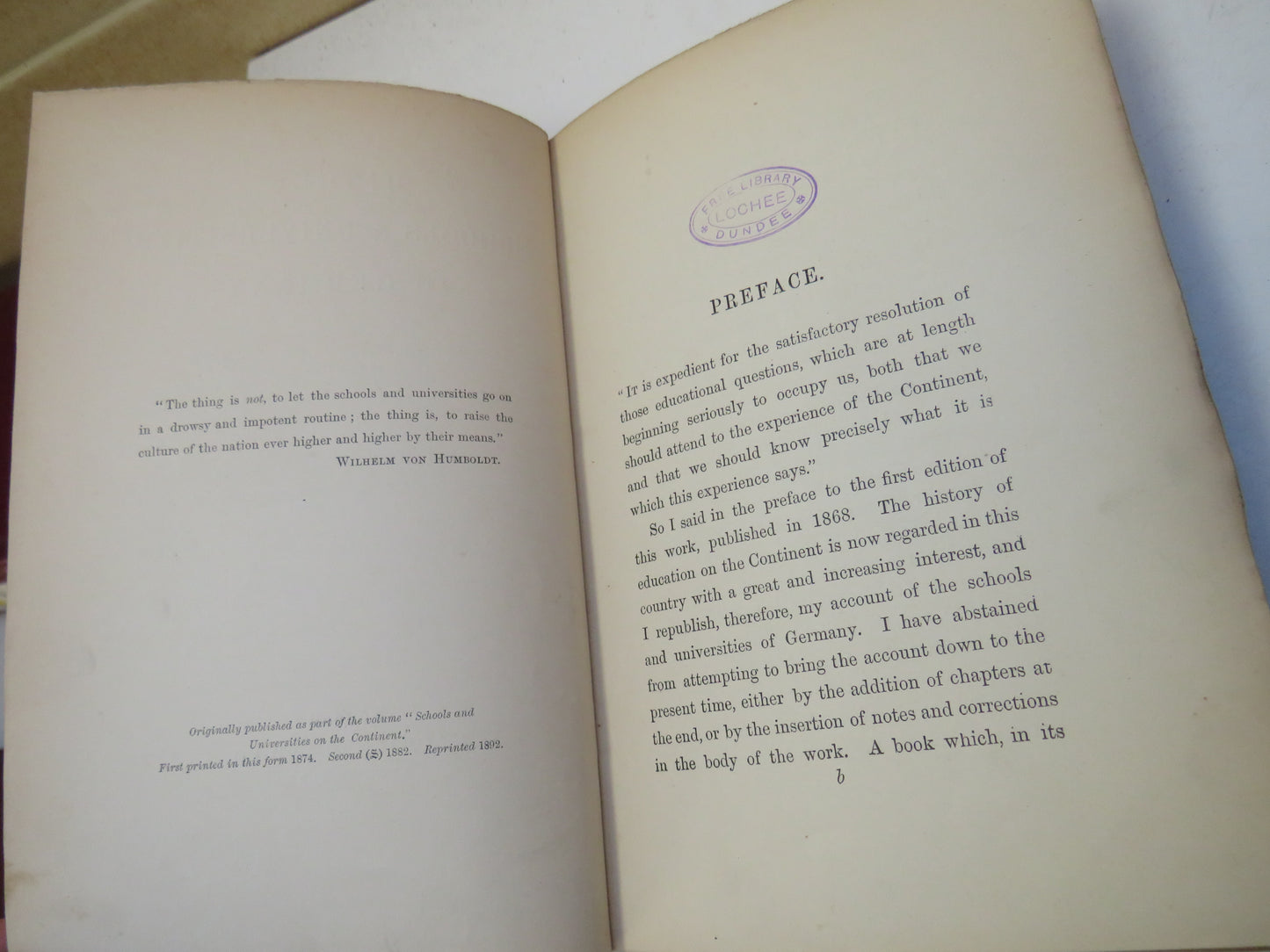 Higher Schools & Universities In Germany By Matthew Arnold 1892