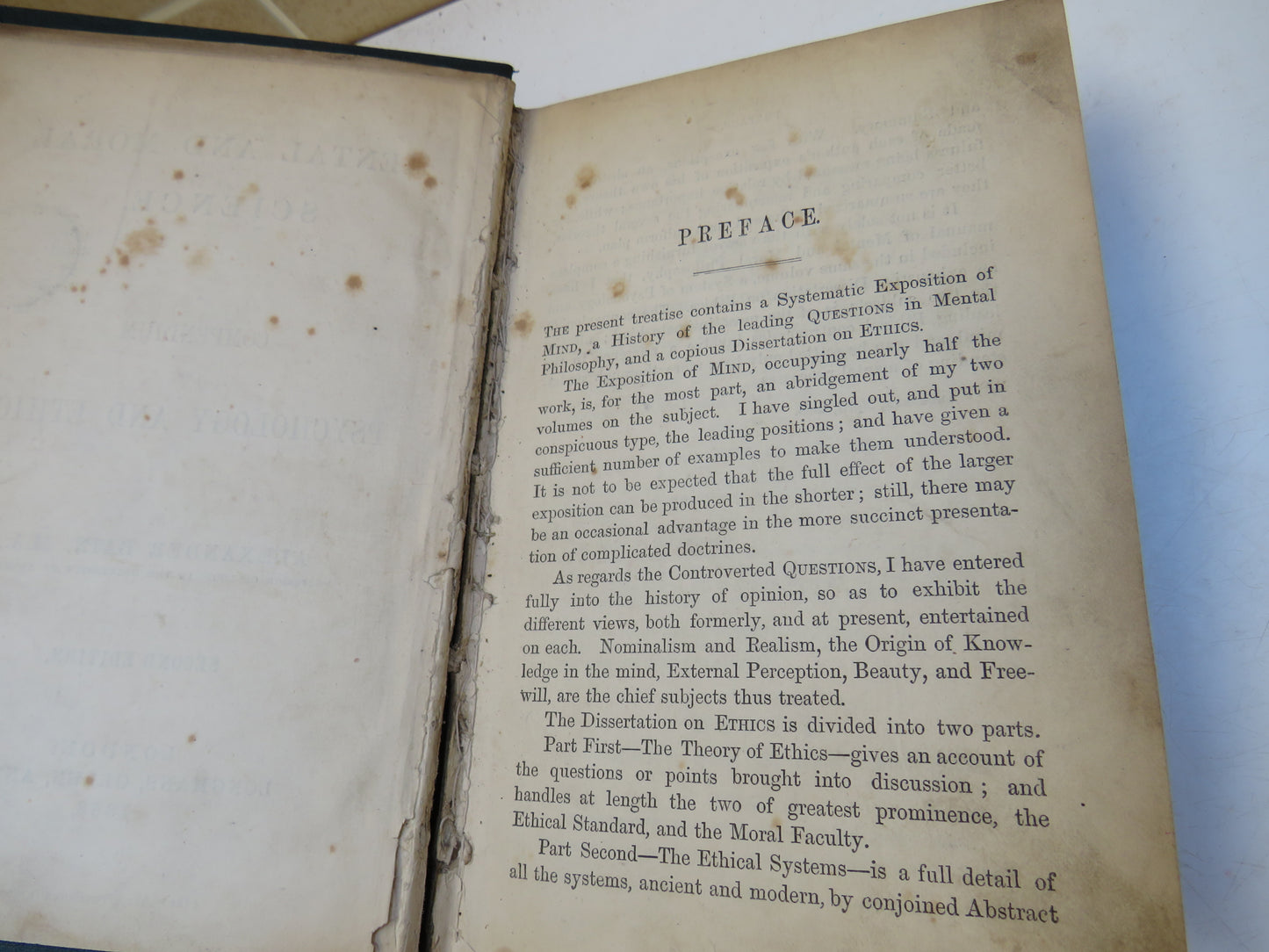 Mental and Moral Science Compendium Of Psychology and Ethics By Alexander Bain 1868