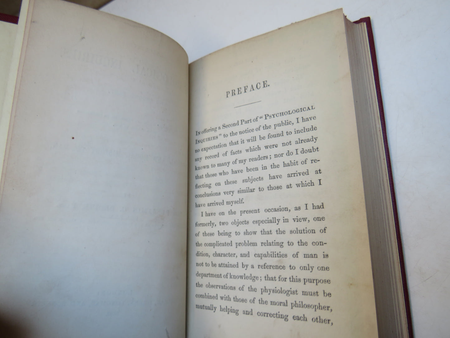 Psychological Inquires The Second Part Physical and Moral History of Man By Sir Benjamin C. Brodie 1862