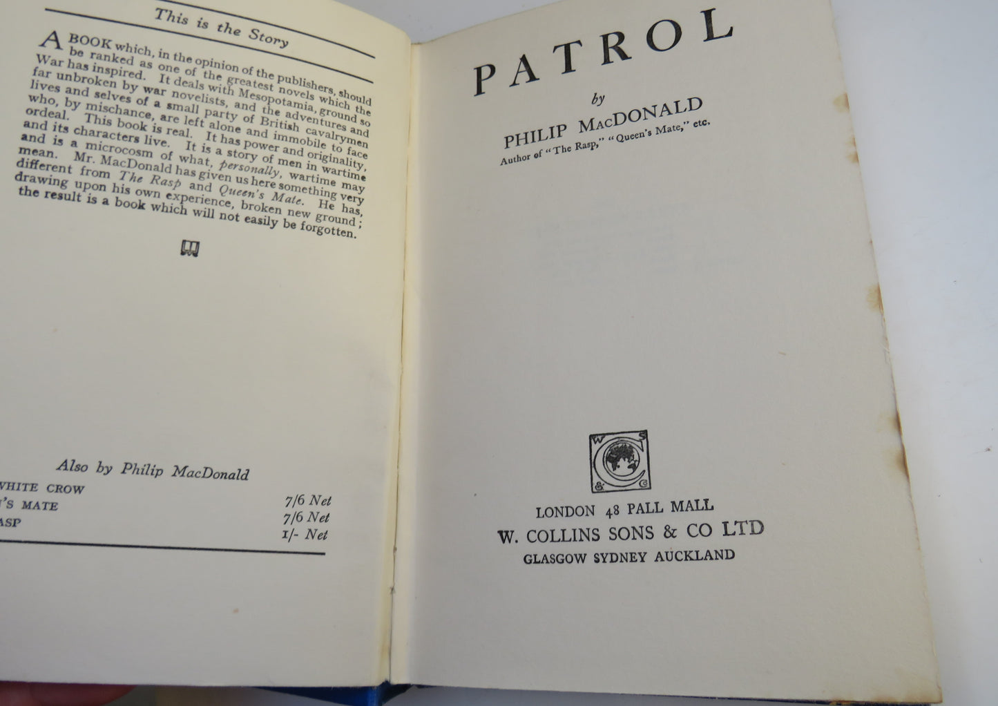 Patrol By Philip MacDonald 1929